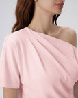 Asymmetrical Off Shoulder Short Sleeve T-Shirts-SUUKSESS-SUUKSESS