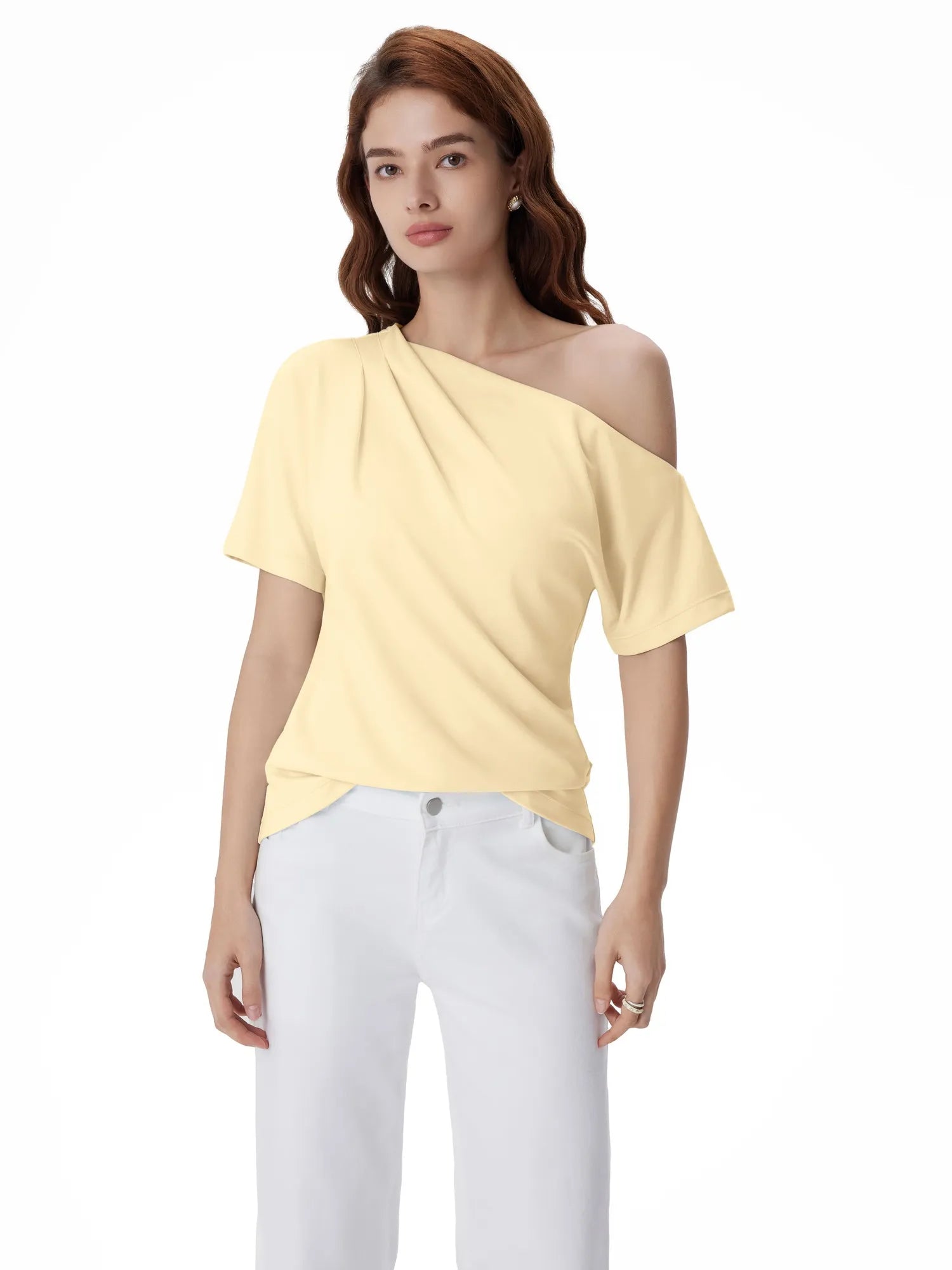 Asymmetrical Off Shoulder Short Sleeve T-Shirts-SUUKSESS-SUUKSESS