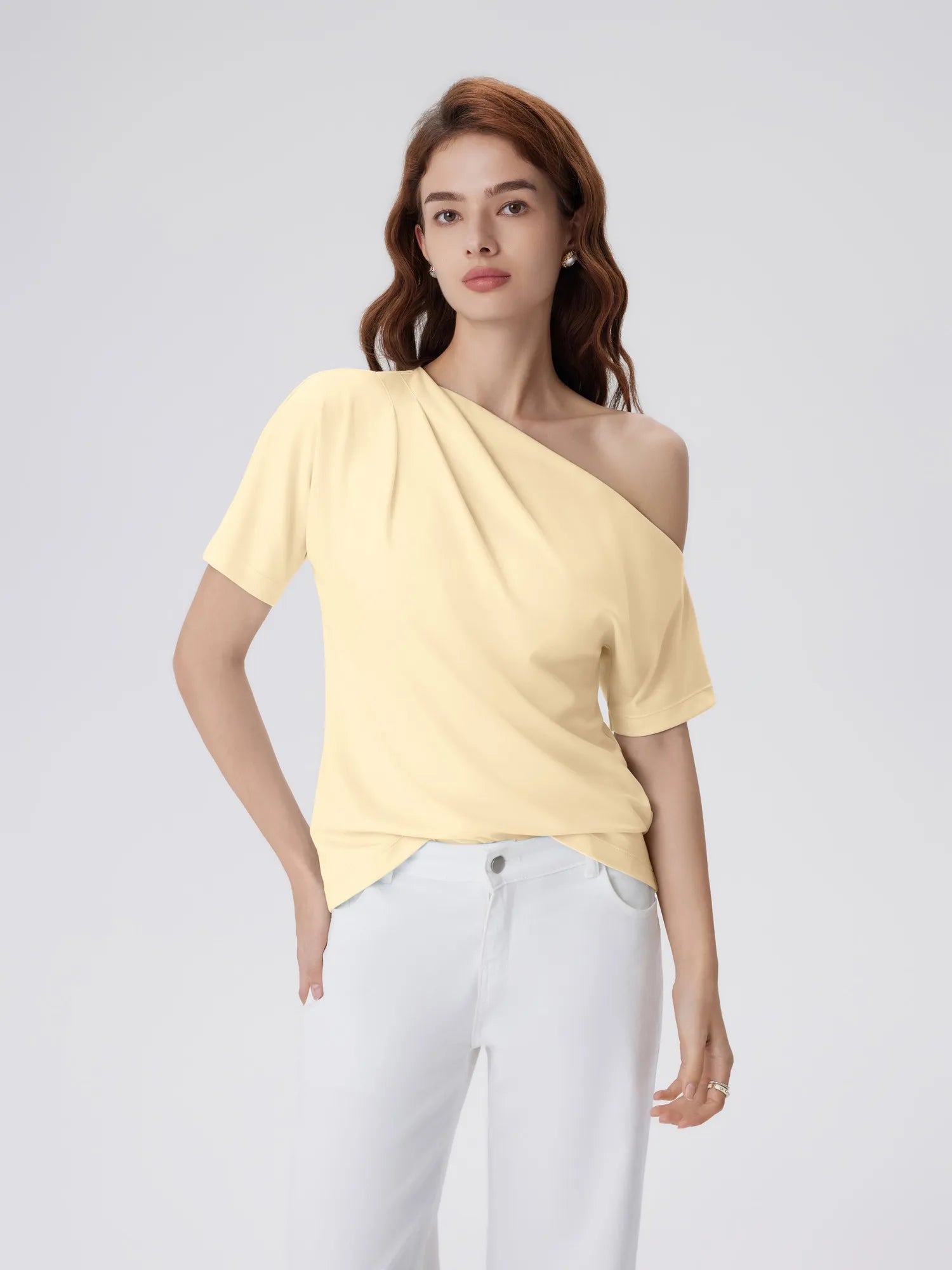 Asymmetrical Off Shoulder Short Sleeve T-Shirts-SUUKSESS-SUUKSESS