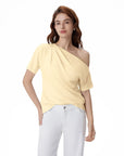Asymmetrical Off Shoulder Short Sleeve T-Shirts-SUUKSESS-SUUKSESS