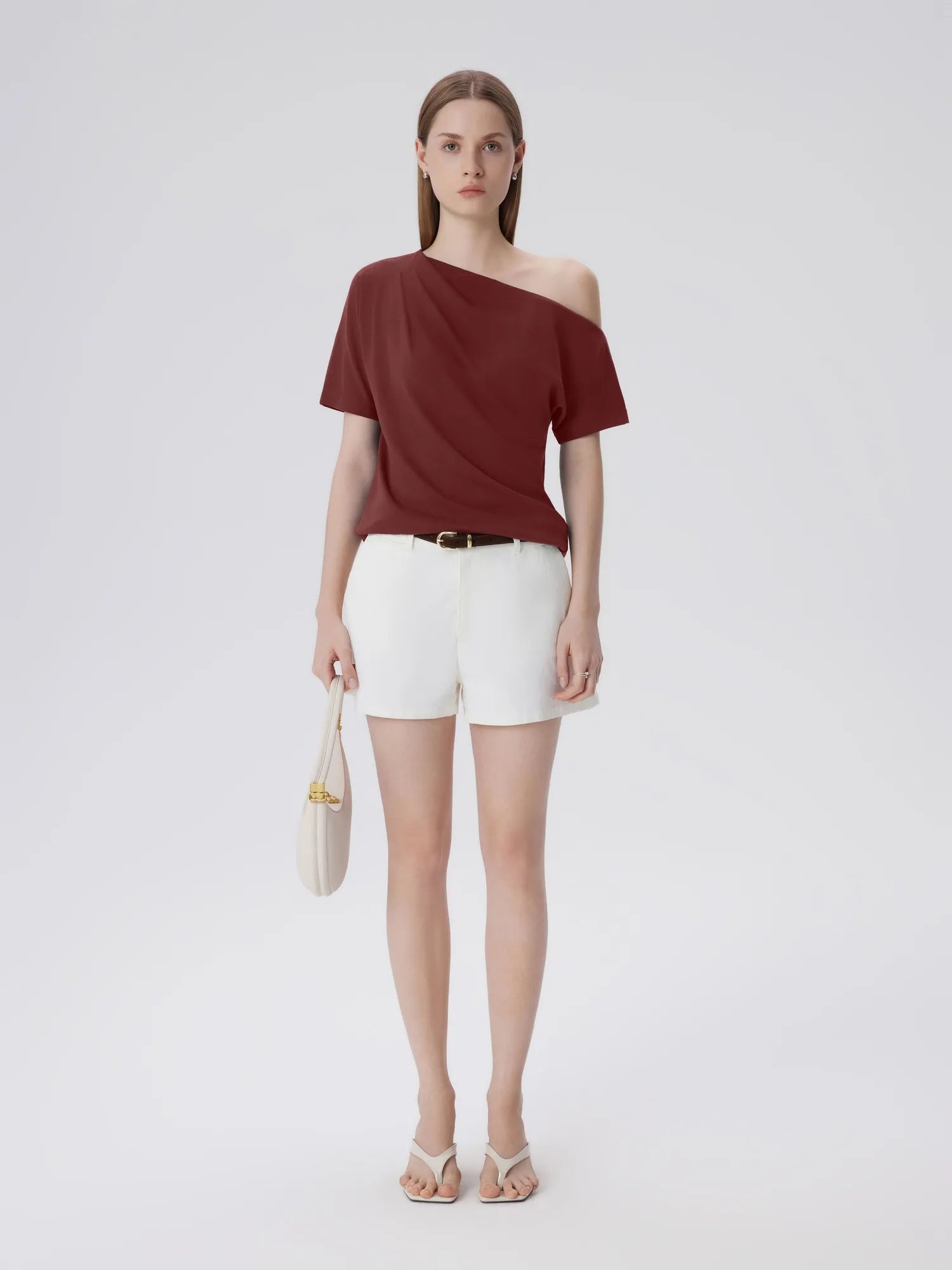 Asymmetrical Off Shoulder Short Sleeve T-Shirts-SUUKSESS-SUUKSESS