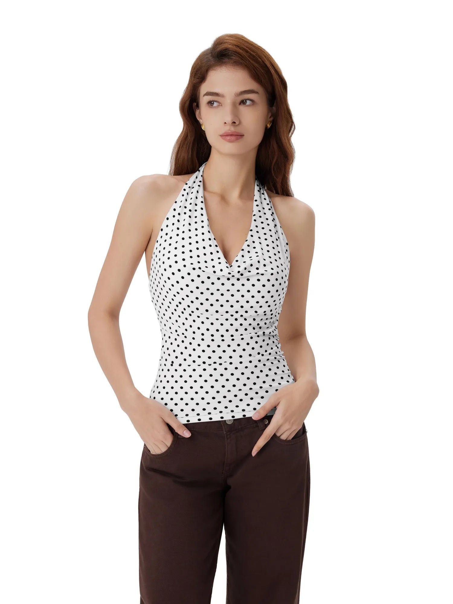 Deep V Halter Open Back Tank Tops-SUUKSESS-SUUKSESS