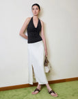 Deep V Halter Open Back Tank Tops