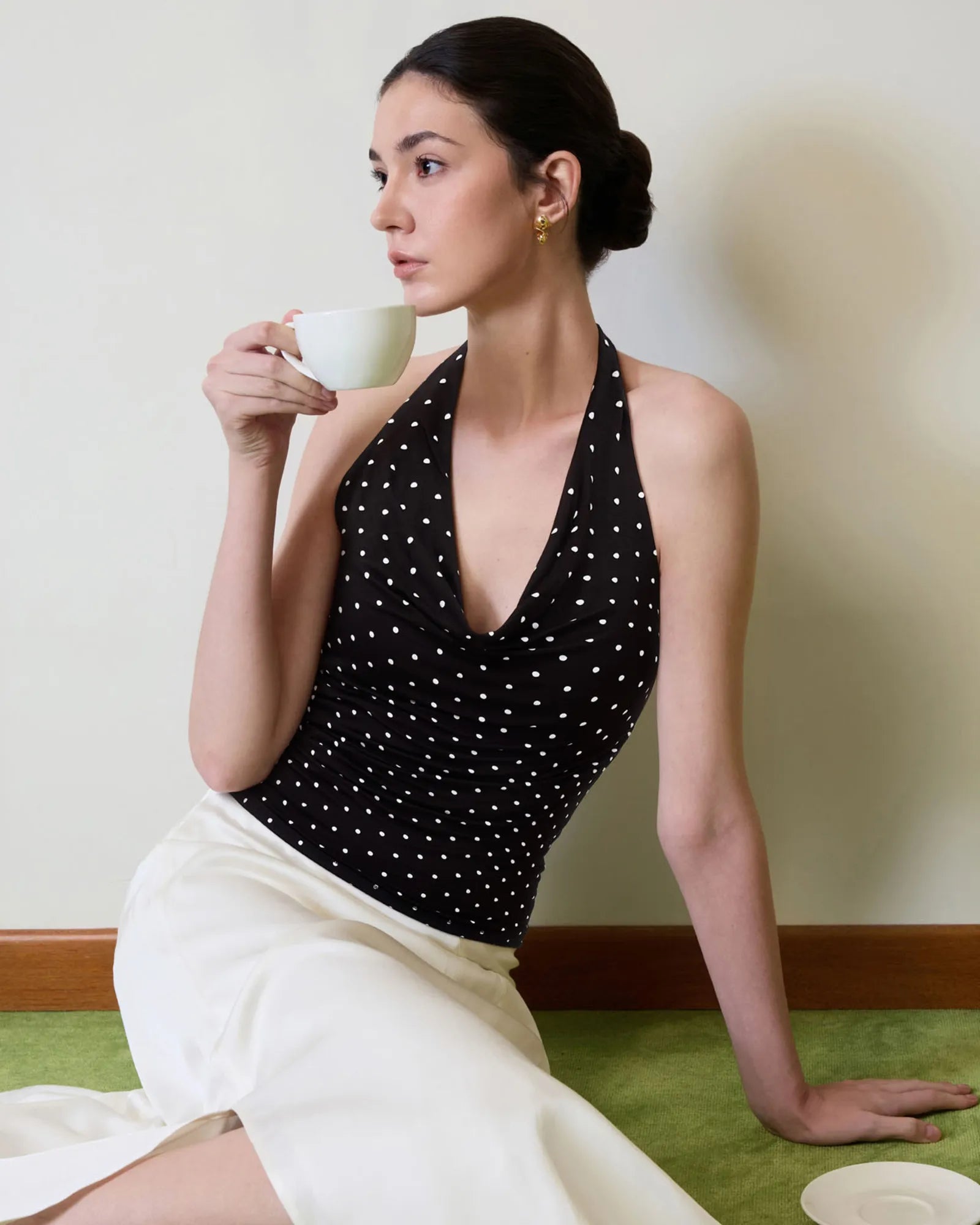 Deep V Halter Open Back Tank Tops