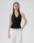 Deep V Halter Open Back Tank Tops-SUUKSESS-Black-XS-SUUKSESS