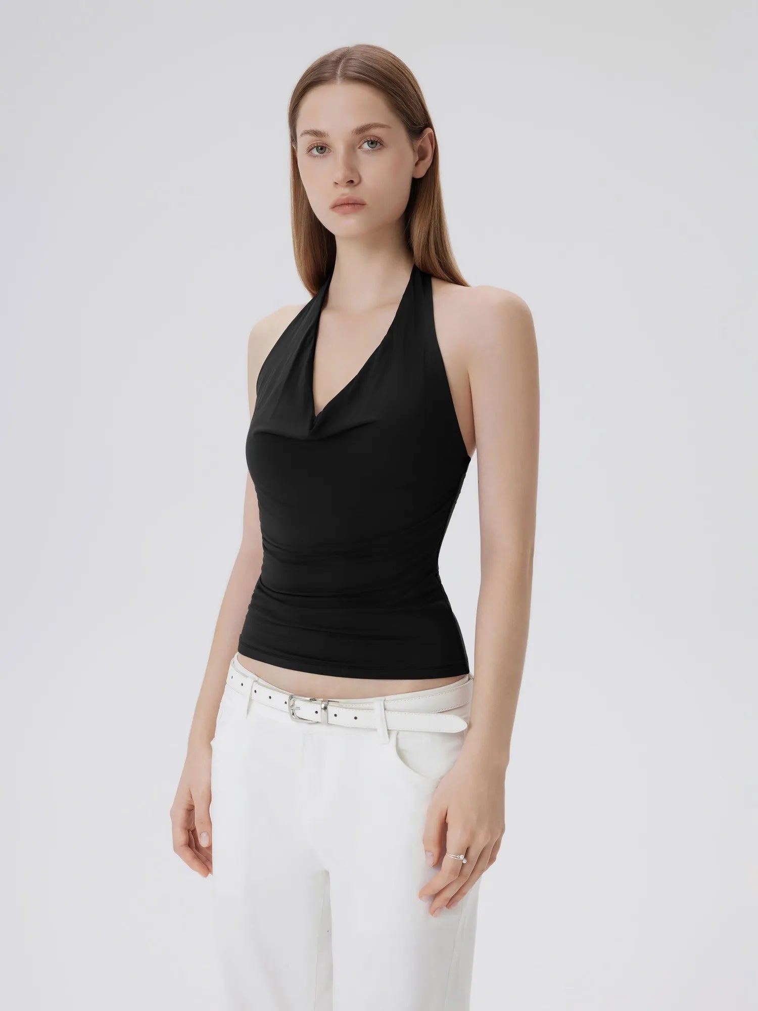 Deep V Halter Open Back Tank Tops-SUUKSESS-SUUKSESS