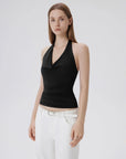 Deep V Halter Open Back Tank Tops-SUUKSESS-SUUKSESS