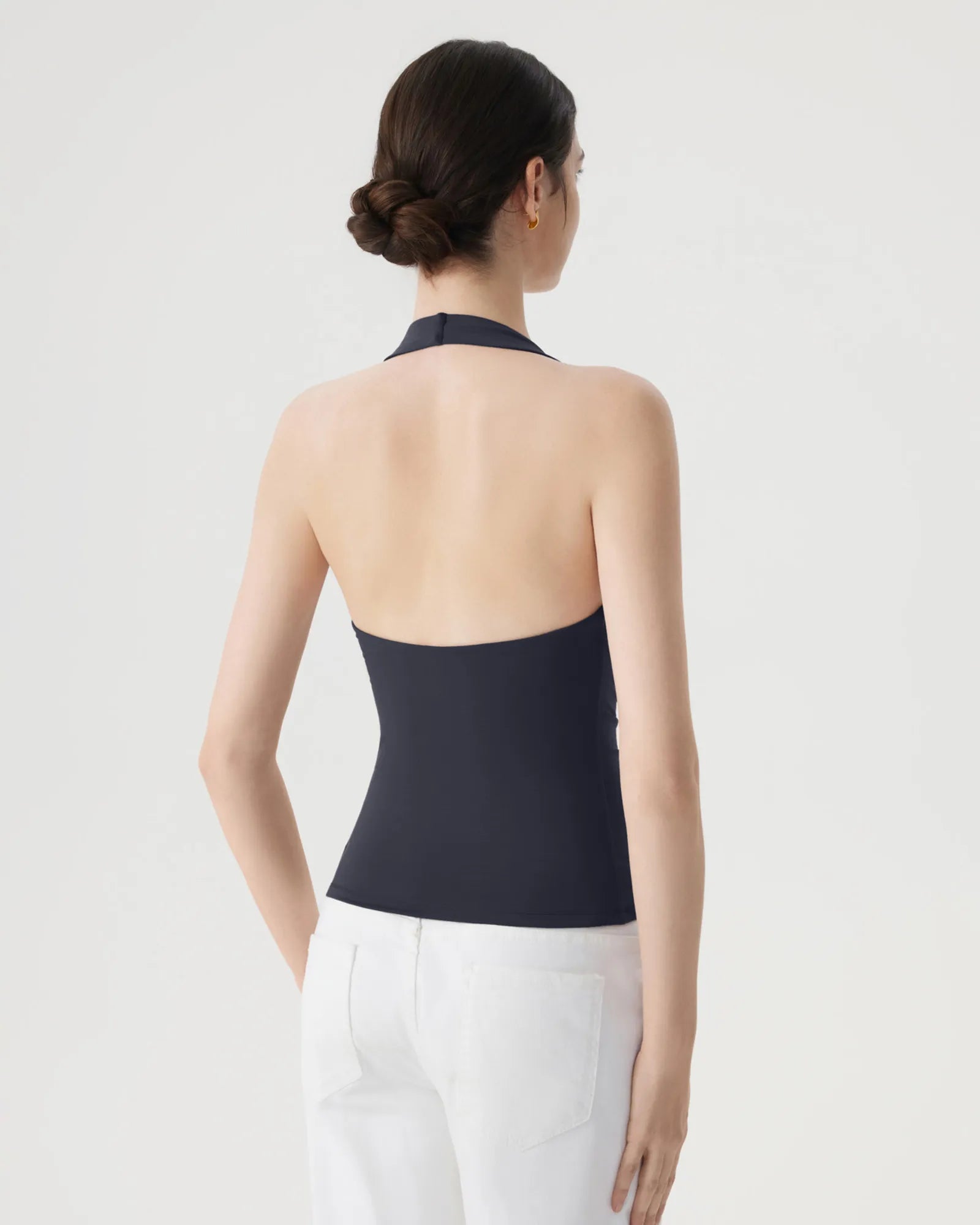 Deep V Halter Open Back Tank Tops