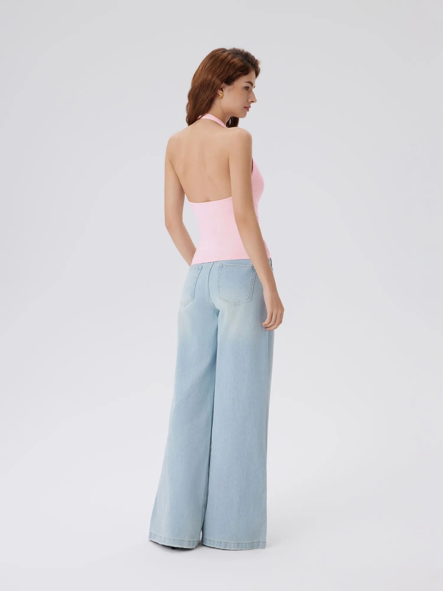 Deep V Halter Open Back Tank Tops-SUUKSESS-SUUKSESS