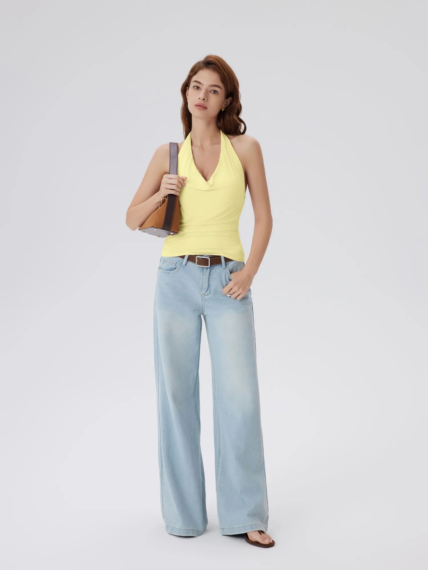 Deep V Halter Open Back Tank Tops-SUUKSESS-SUUKSESS