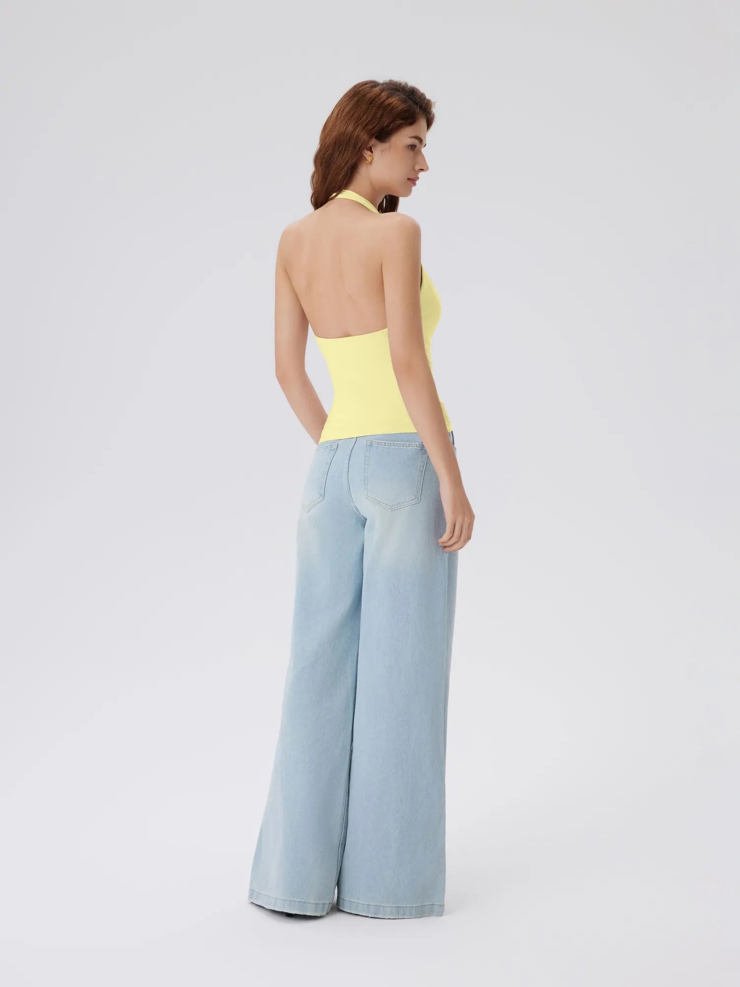 Deep V Halter Open Back Tank Tops-SUUKSESS-SUUKSESS