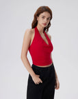 Deep V Halter Open Back Tank Tops-SUUKSESS-SUUKSESS