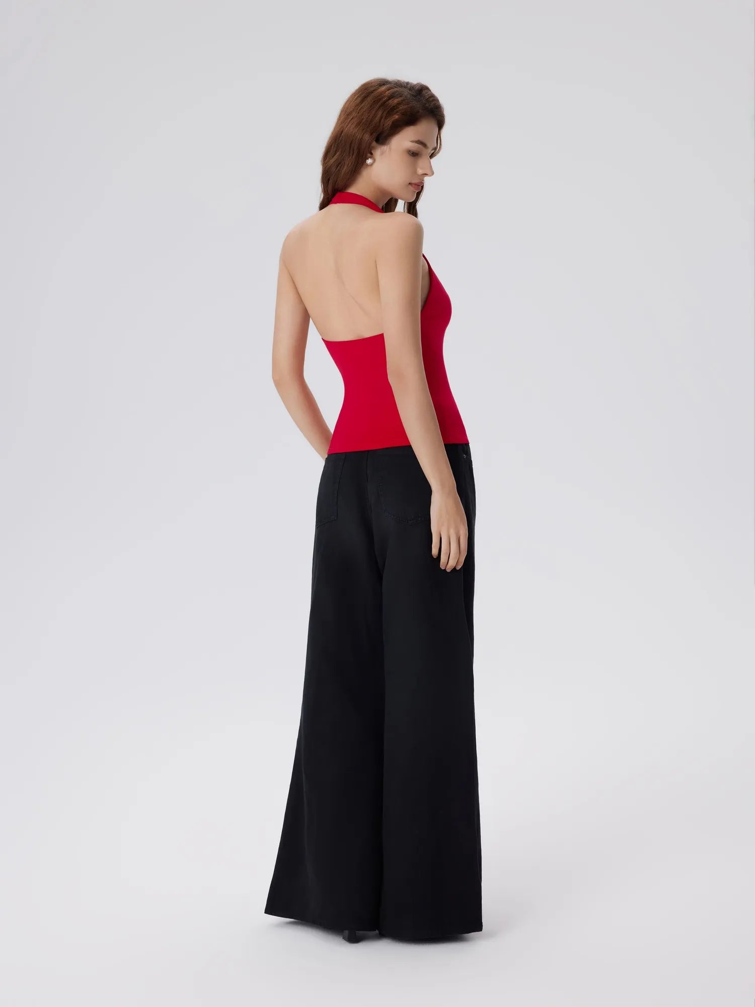 Deep V Halter Open Back Tank Tops-SUUKSESS-SUUKSESS