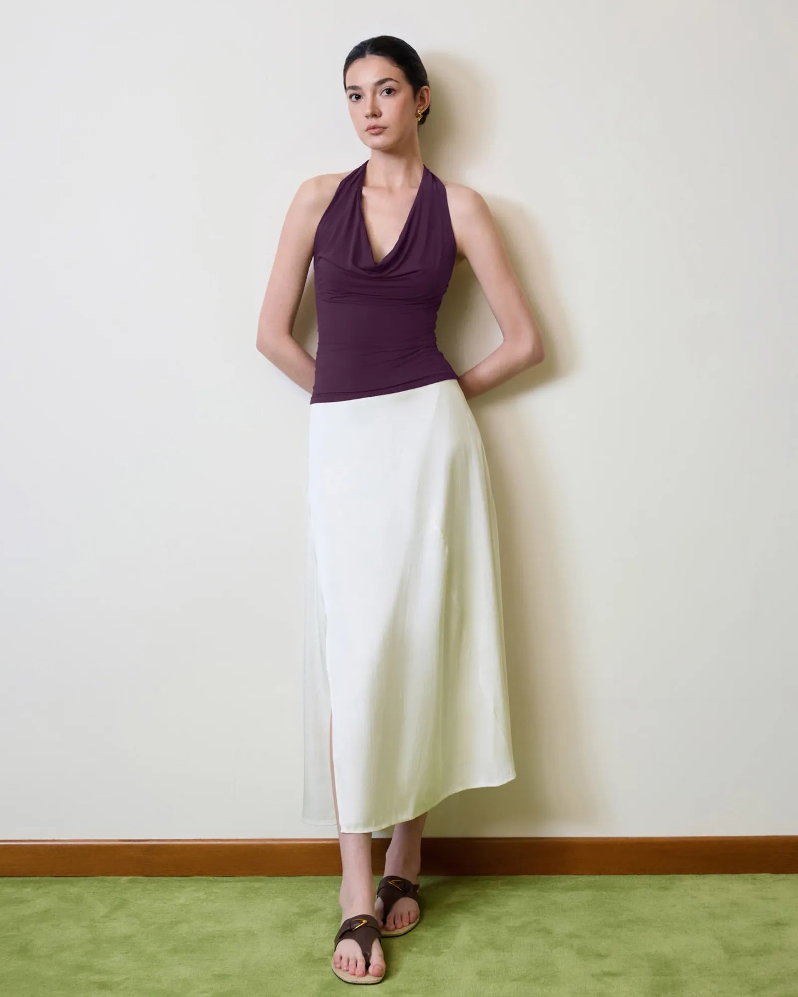 Deep V Halter Open Back Tank Tops