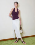 Deep V Halter Open Back Tank Tops
