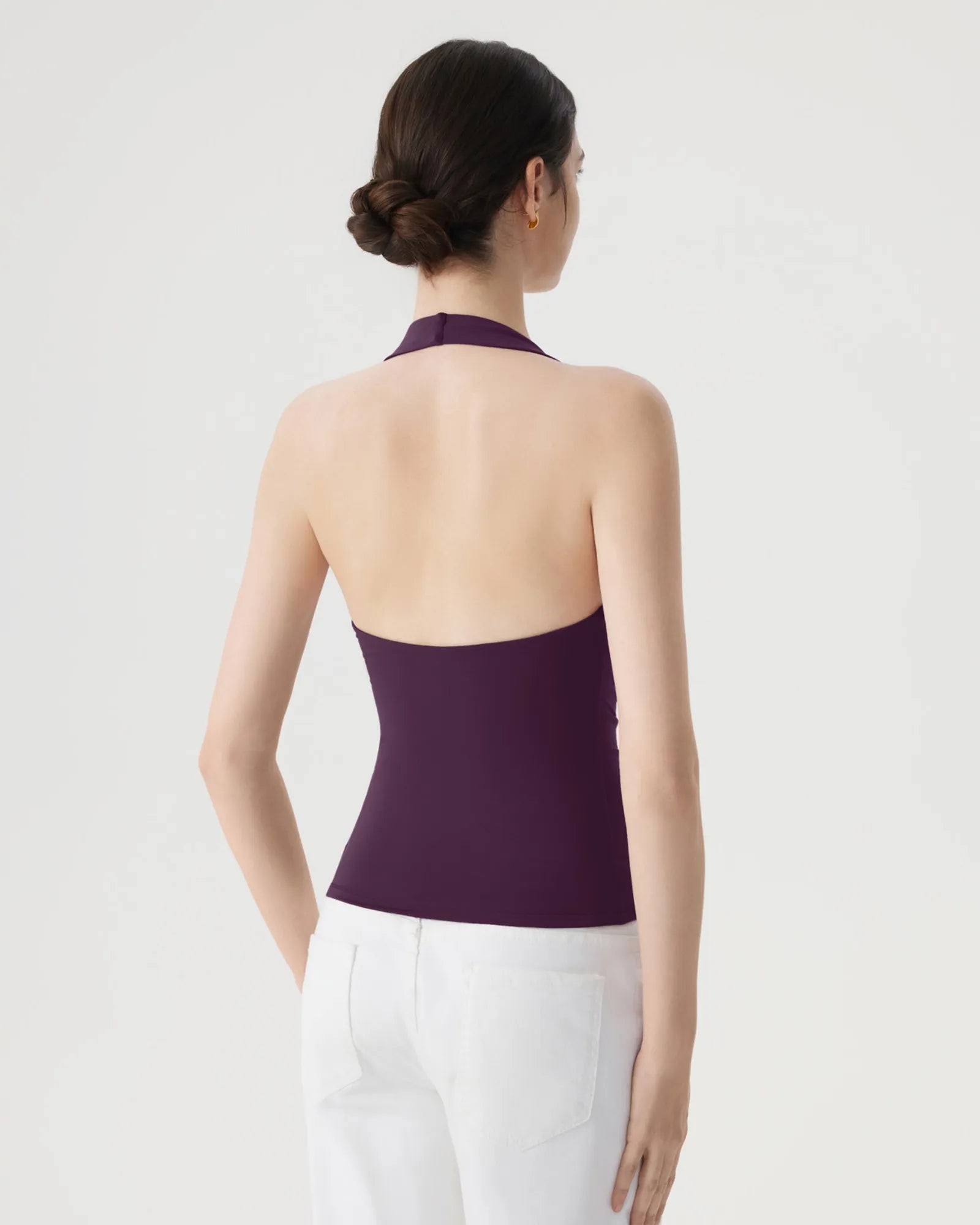 Deep V Halter Open Back Tank Tops