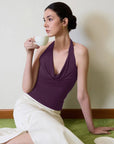 Deep V Halter Open Back Tank Tops