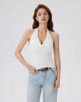 Deep V Halter Open Back Tank Tops-SUUKSESS-SUUKSESS
