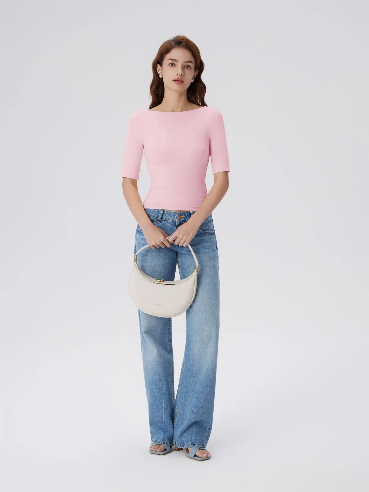 Tight Fitted Half Sleeve Boat Neck Shirt-SUUKSESS-SUUKSESS