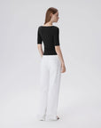 Tight Fitted Half Sleeve Boat Neck Shirt-SUUKSESS-SUUKSESS