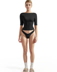 Tight Fitted Half Sleeve Boat Neck Shirt-SUUKSESS-SUUKSESS