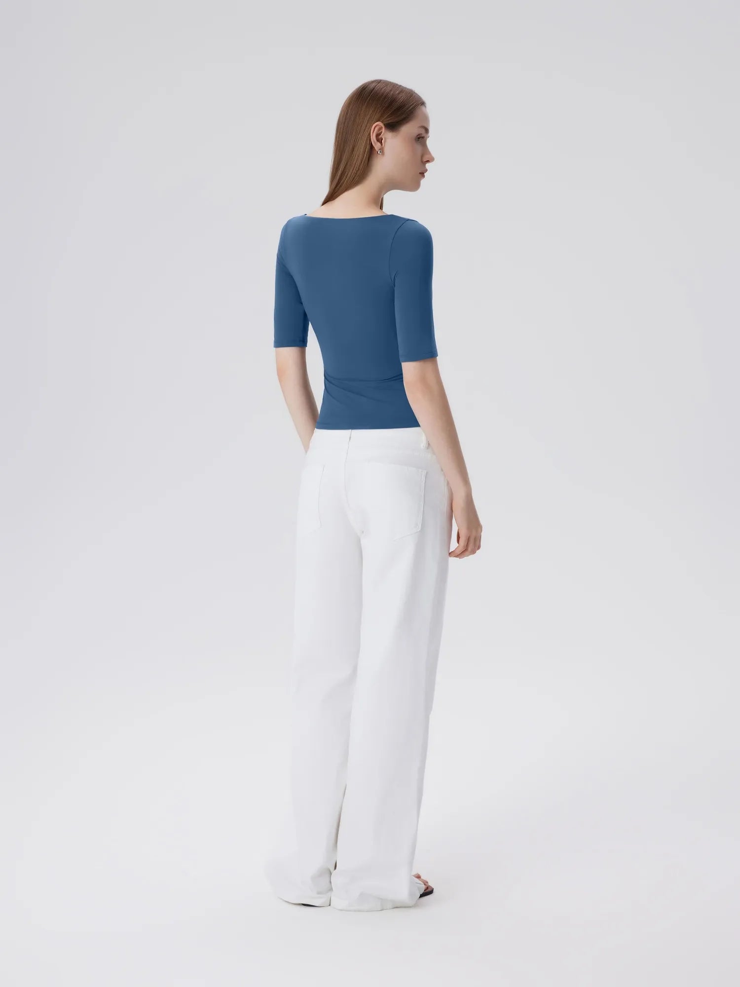 Tight Fitted Half Sleeve Boat Neck Shirt-SUUKSESS-SUUKSESS