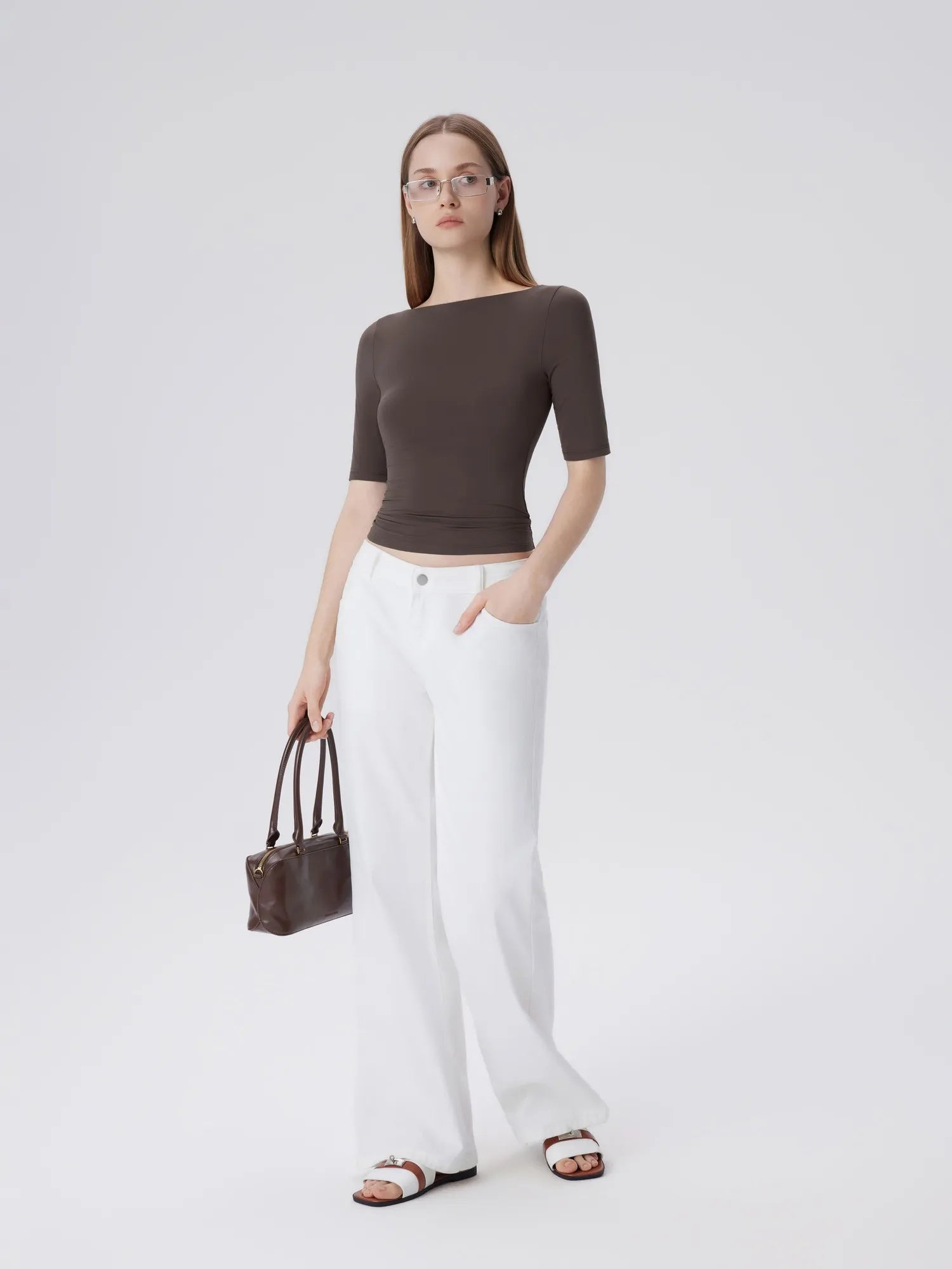 Tight Fitted Half Sleeve Boat Neck Shirt-SUUKSESS-SUUKSESS