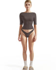Tight Fitted Half Sleeve Boat Neck Shirt-SUUKSESS-SUUKSESS