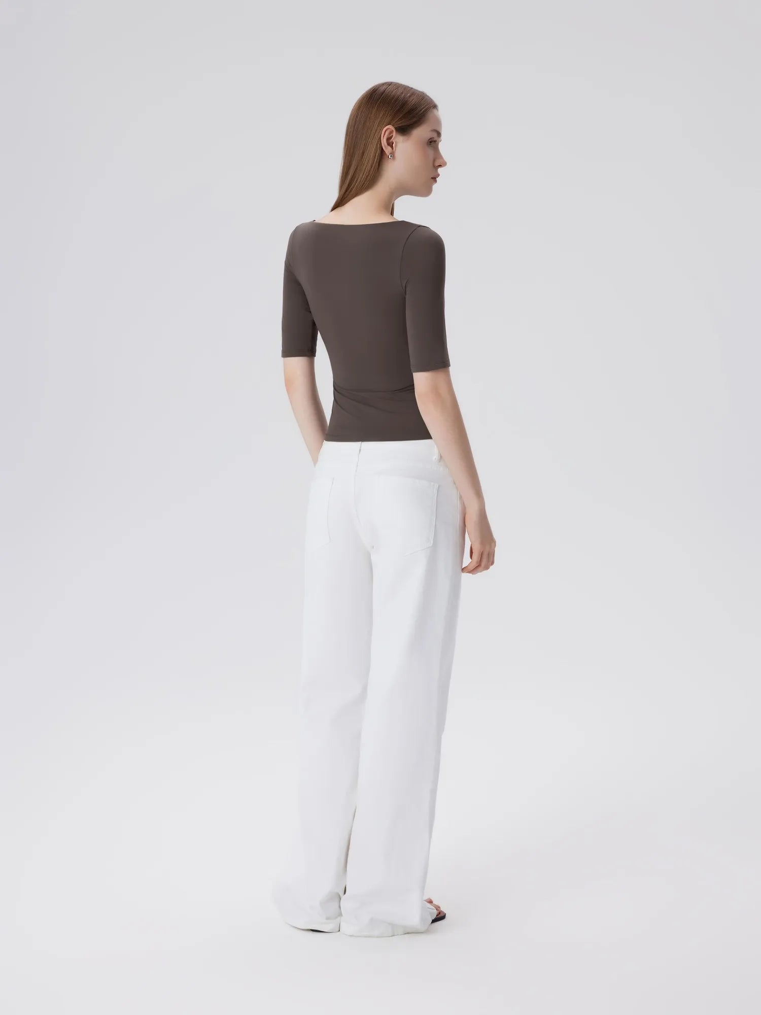Tight Fitted Half Sleeve Boat Neck Shirt-SUUKSESS-SUUKSESS