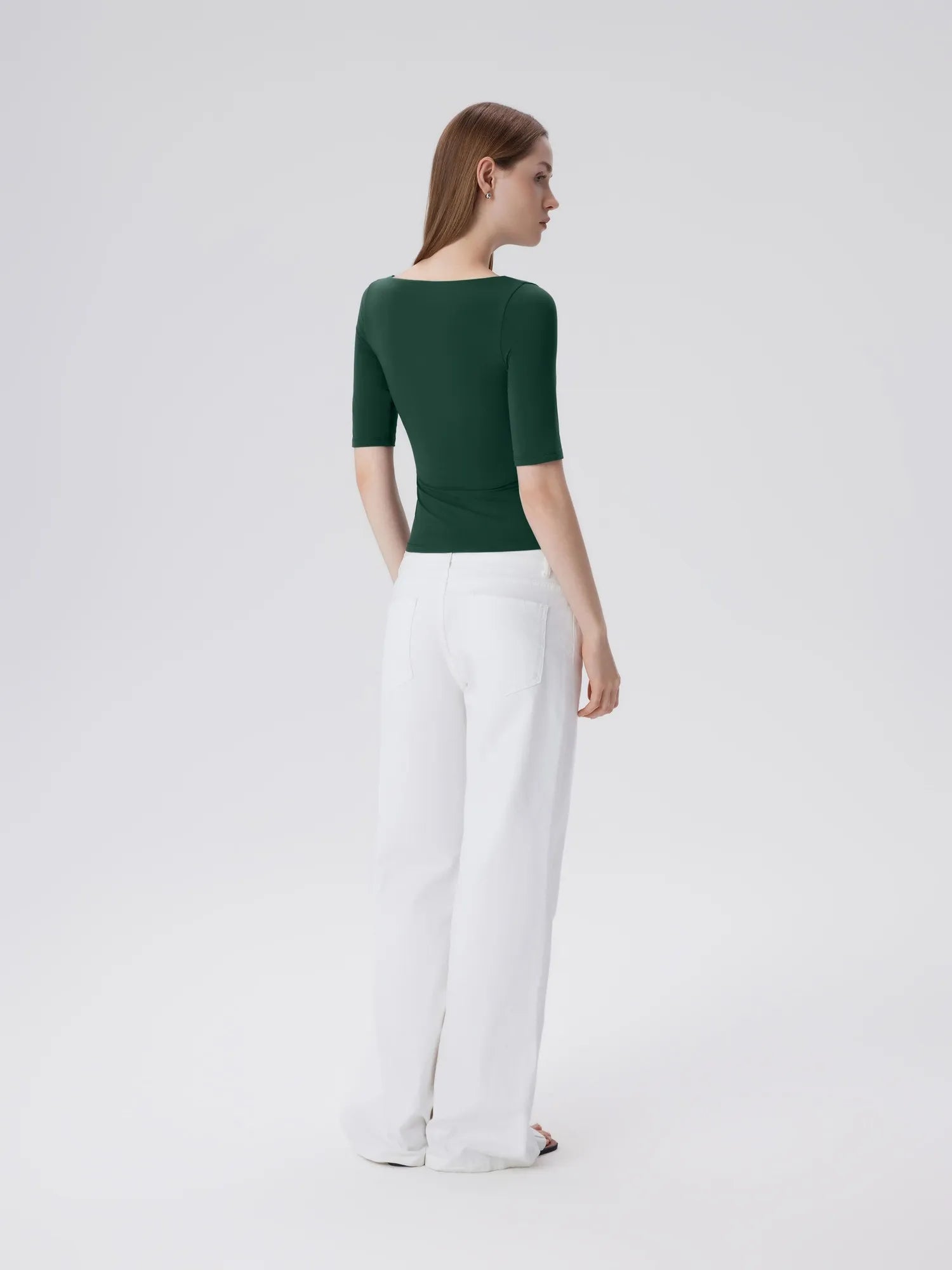 Tight Fitted Half Sleeve Boat Neck Shirt-SUUKSESS-SUUKSESS