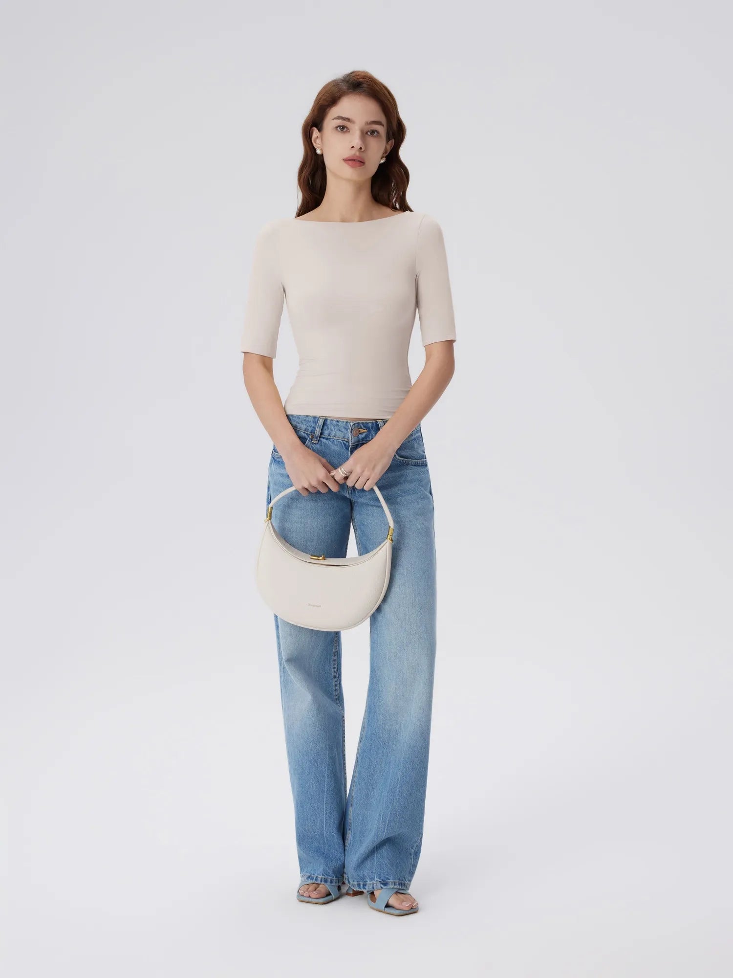 Tight Fitted Half Sleeve Boat Neck Shirt-SUUKSESS-SUUKSESS