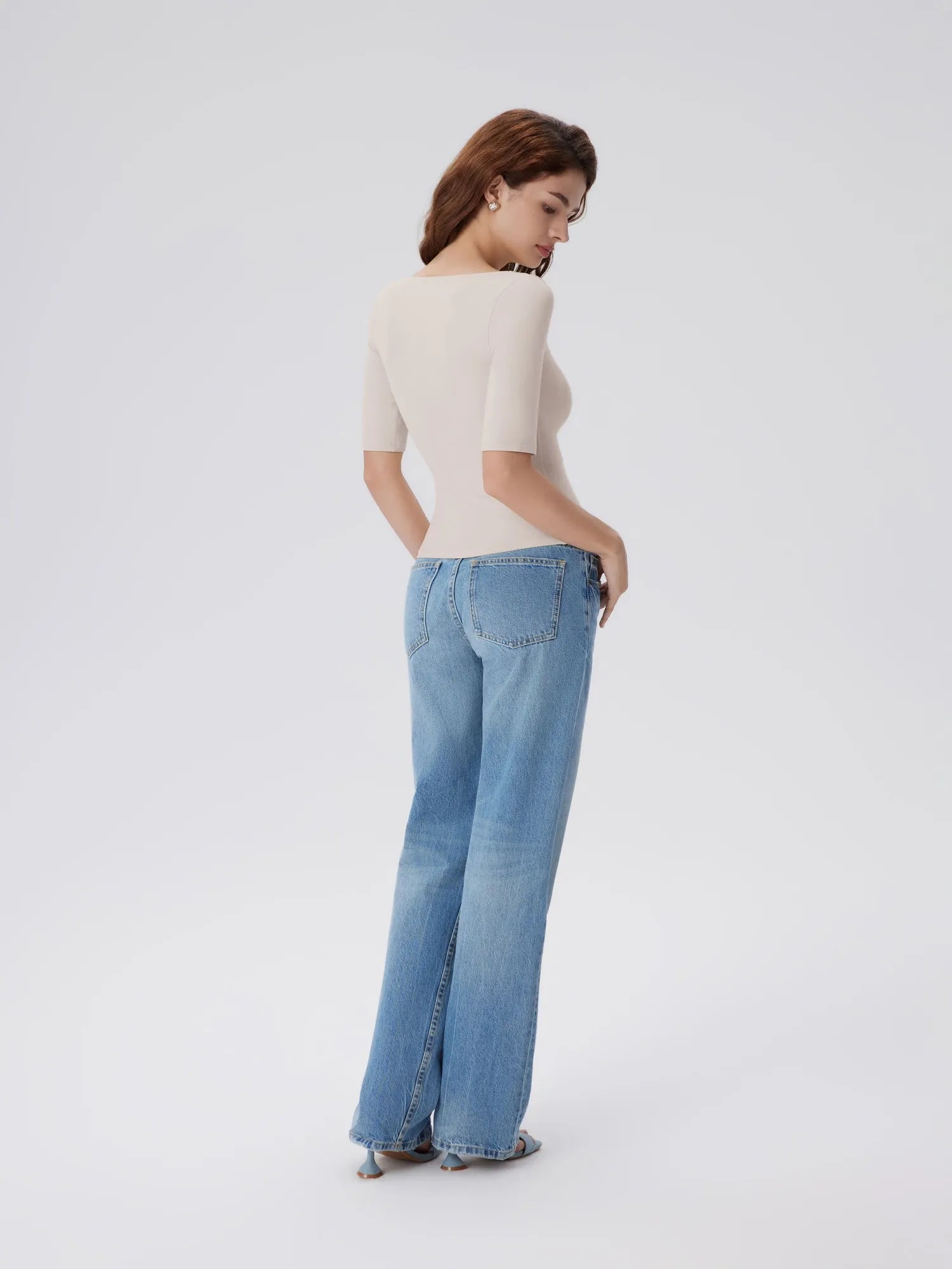 Tight Fitted Half Sleeve Boat Neck Shirt-SUUKSESS-SUUKSESS
