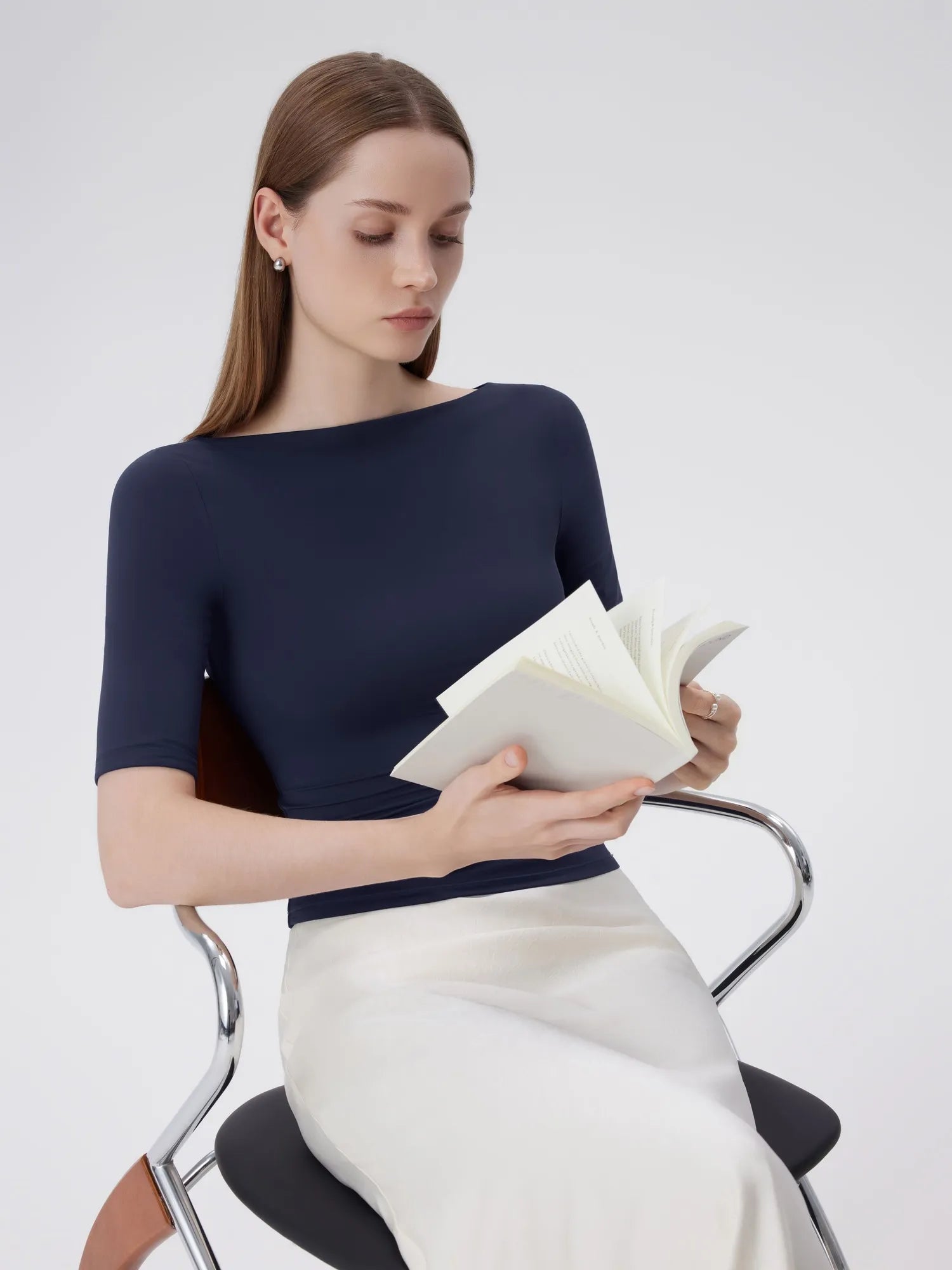 Tight Fitted Half Sleeve Boat Neck Shirt-SUUKSESS-SUUKSESS