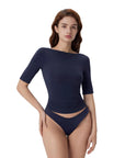 Tight Fitted Half Sleeve Boat Neck Shirt-SUUKSESS-SUUKSESS