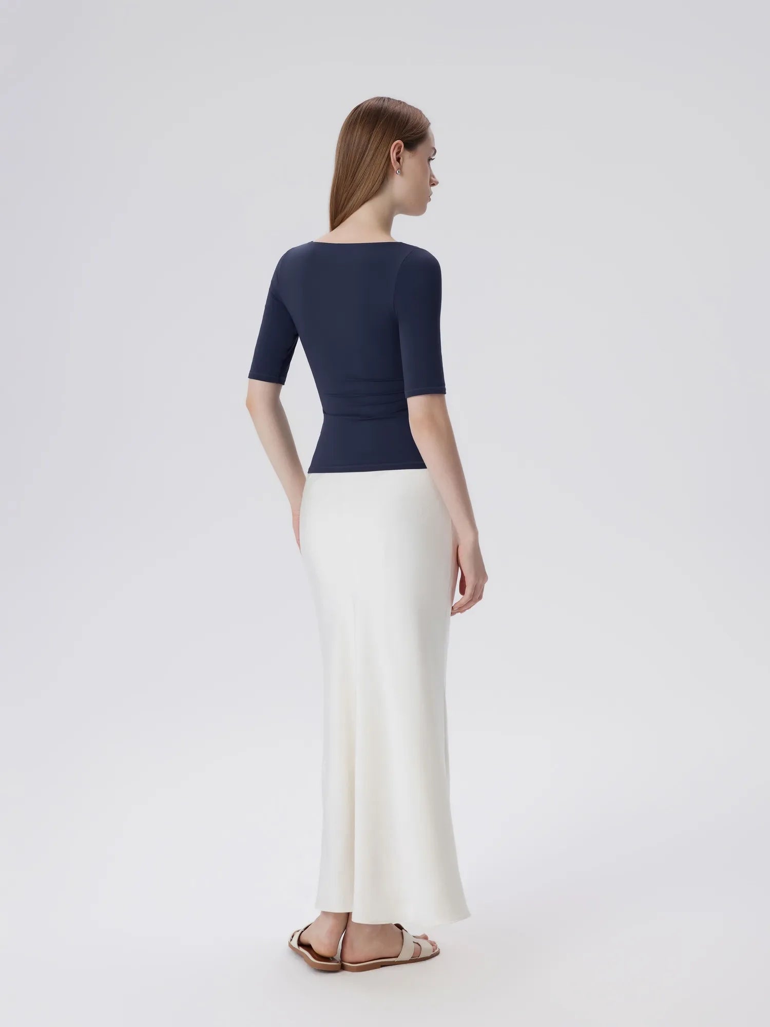Tight Fitted Half Sleeve Boat Neck Shirt-SUUKSESS-SUUKSESS