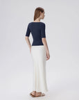 Tight Fitted Half Sleeve Boat Neck Shirt-SUUKSESS-SUUKSESS