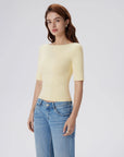 Tight Fitted Half Sleeve Boat Neck Shirt-SUUKSESS-SUUKSESS