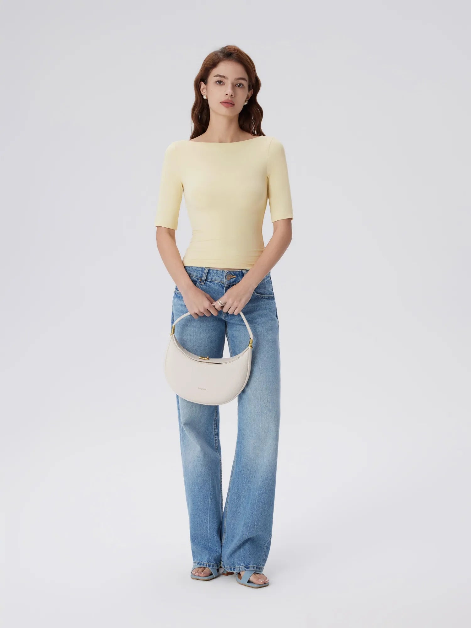 Tight Fitted Half Sleeve Boat Neck Shirt-SUUKSESS-SUUKSESS