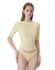 Tight Fitted Half Sleeve Boat Neck Shirt-SUUKSESS-SUUKSESS