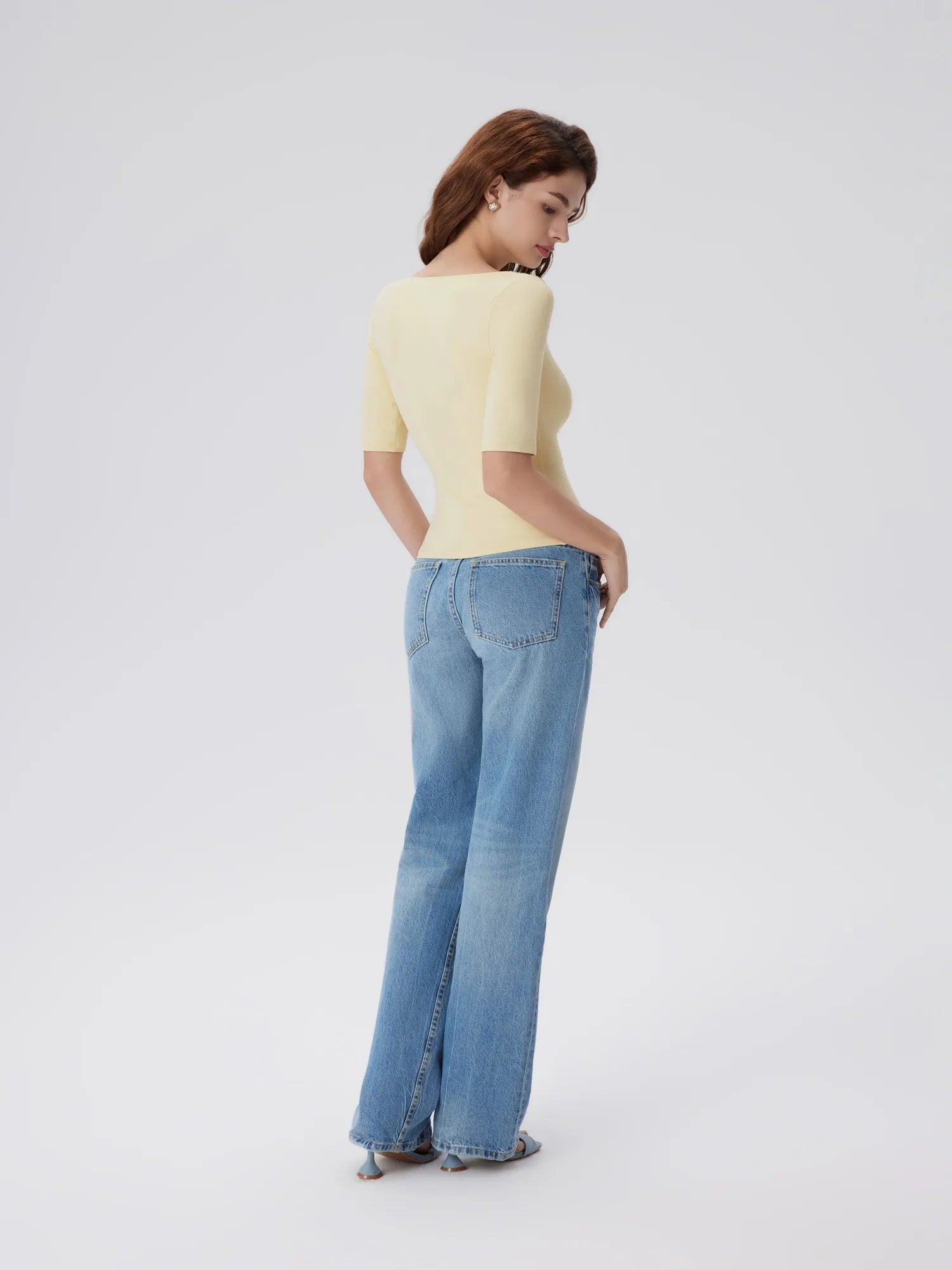 Tight Fitted Half Sleeve Boat Neck Shirt-SUUKSESS-SUUKSESS