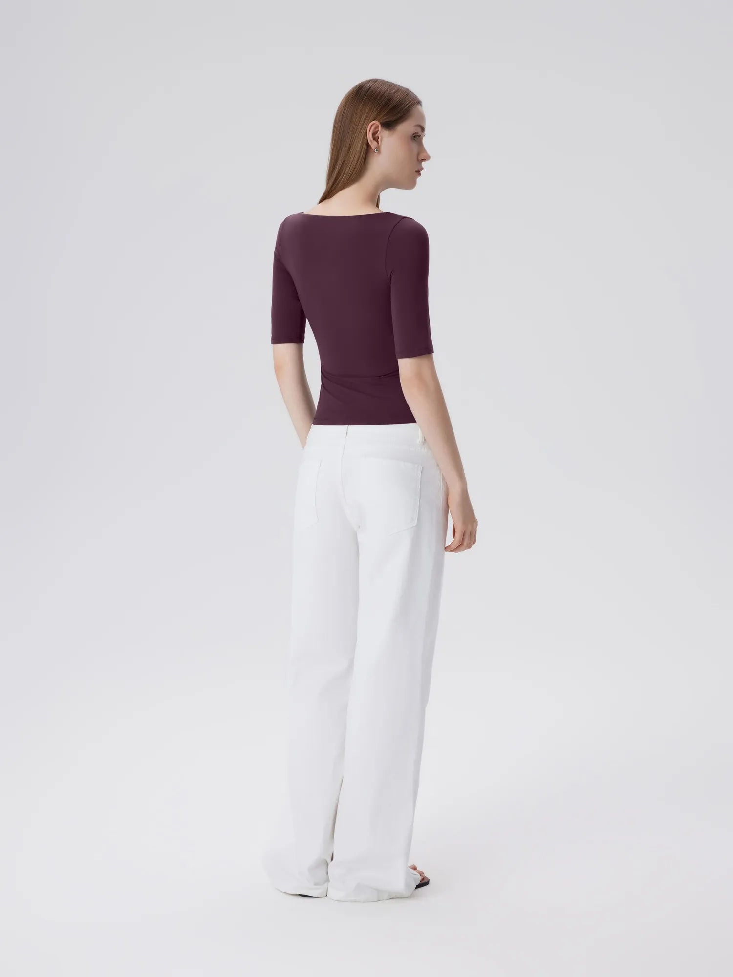 Tight Fitted Half Sleeve Boat Neck Shirt-SUUKSESS-SUUKSESS