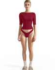 Tight Fitted Half Sleeve Boat Neck Shirt-SUUKSESS-SUUKSESS