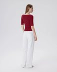 Tight Fitted Half Sleeve Boat Neck Shirt-SUUKSESS-SUUKSESS