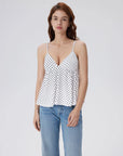 Babydoll Peplum V Neck Tank Tops-SUUKSESS-Dots-XS-SUUKSESS