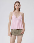 Babydoll Peplum V Neck Tank Tops-SUUKSESS-SUUKSESS