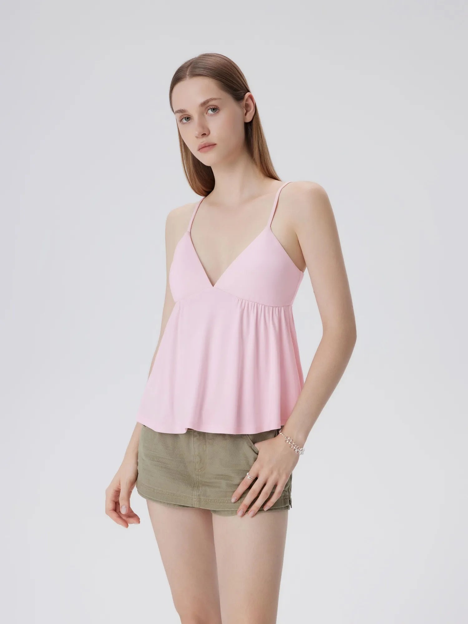 Babydoll Peplum V Neck Tank Tops-SUUKSESS-SUUKSESS