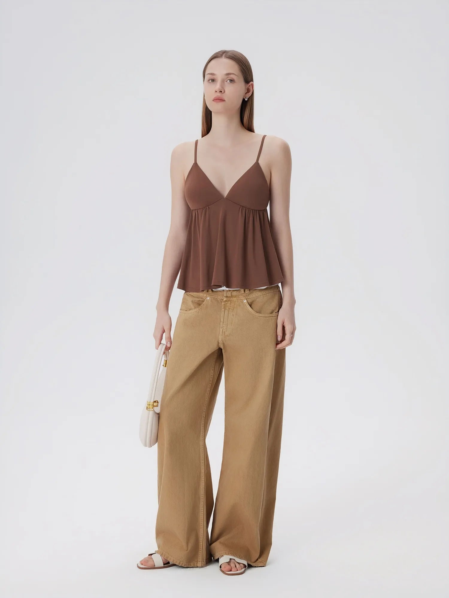 Babydoll Peplum V Neck Tank Tops-SUUKSESS-SUUKSESS