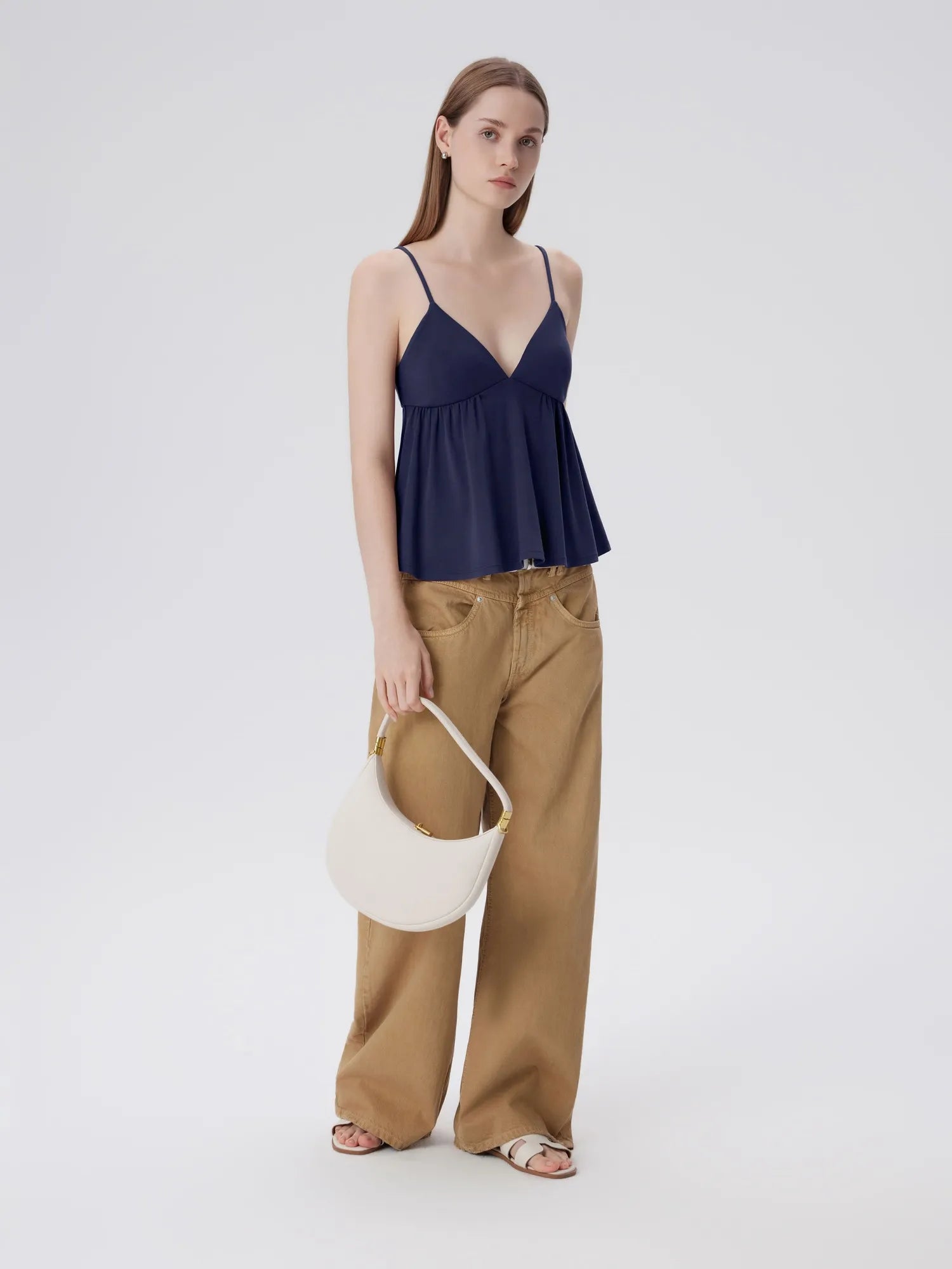 Babydoll Peplum V Neck Tank Tops-SUUKSESS-SUUKSESS