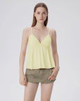 Babydoll Peplum V Neck Tank Tops-SUUKSESS-SUUKSESS