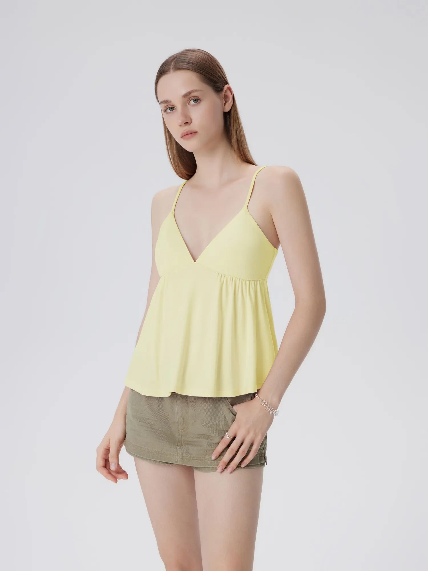 Babydoll Peplum V Neck Tank Tops-SUUKSESS-SUUKSESS